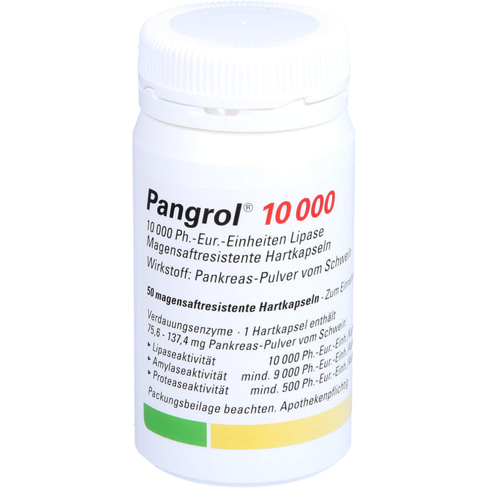 Pangrol 10 000, 10 000 Ph.-Eur.-Einheiten Lipase Magensaftresistente Hartkapseln, 50 St. Kapseln