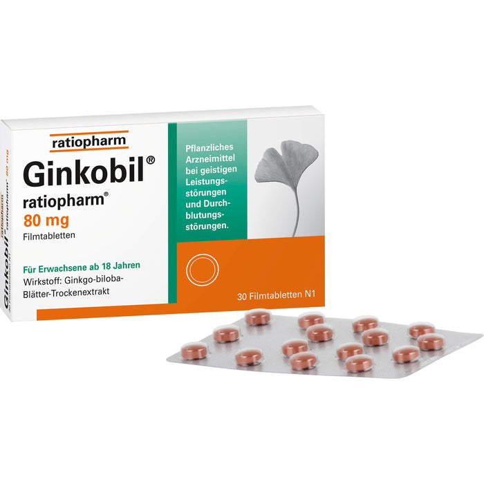 Ginkobil ratiopharm 80 mg Filmtabletten, 30 pcs. Tablets