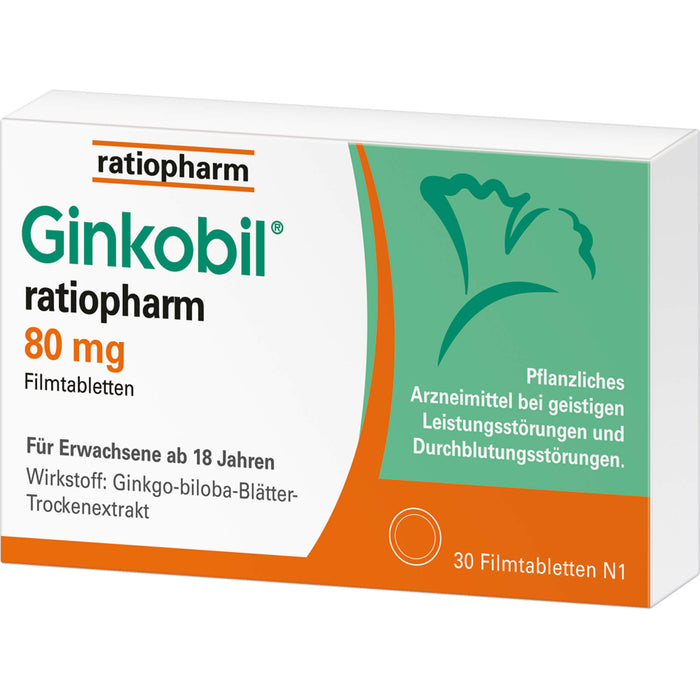 Ginkobil ratiopharm 80 mg Filmtabletten, 30 pc Tablettes