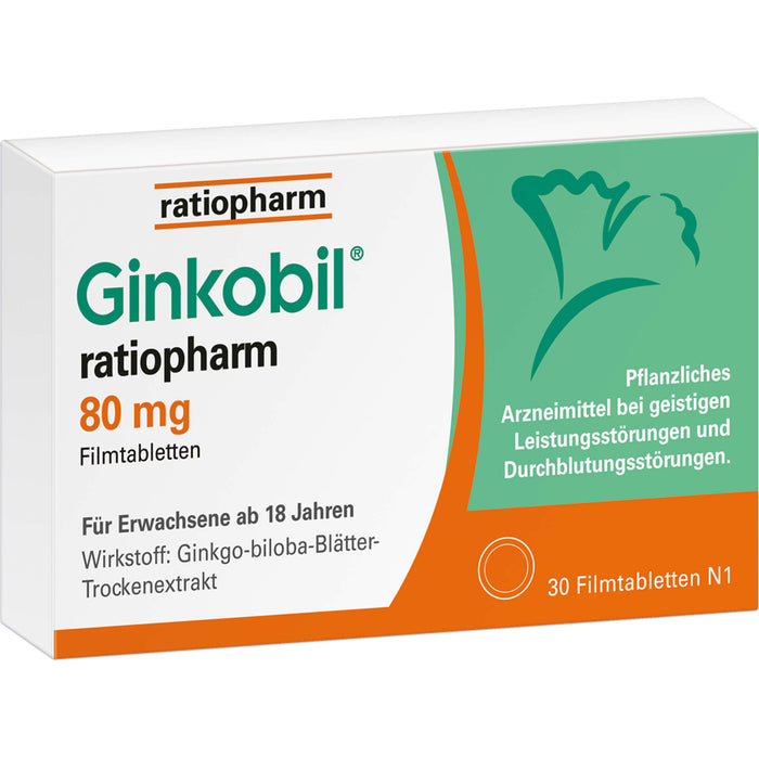 Ginkobil ratiopharm 80 mg Filmtabletten, 30 pcs. Tablets