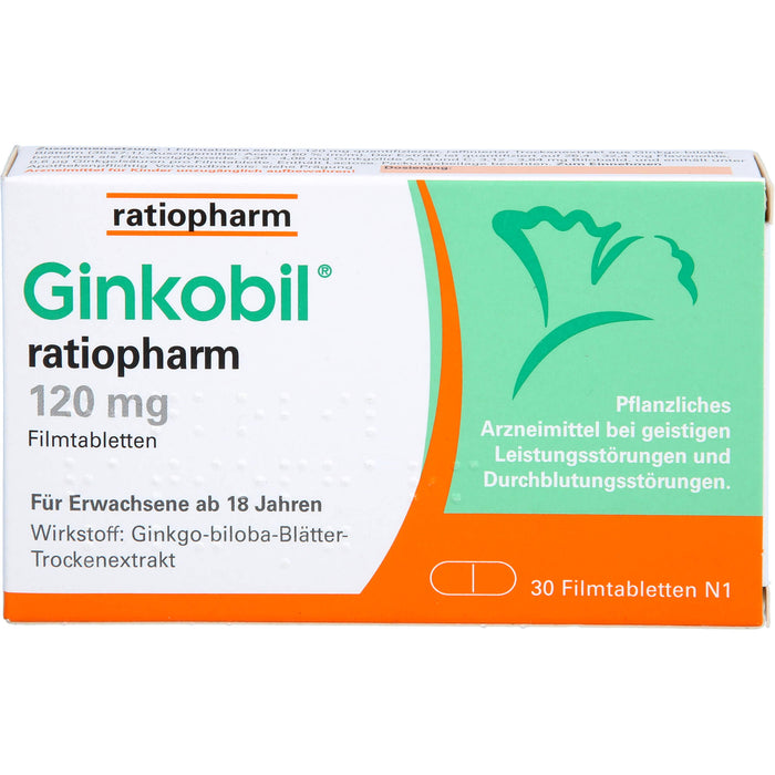 Ginkobil ratiopharm 120 mg Filmtabletten, 30 pc Tablettes