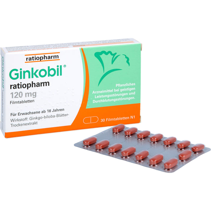 Ginkobil ratiopharm 120 mg Filmtabletten, 30 pc Tablettes