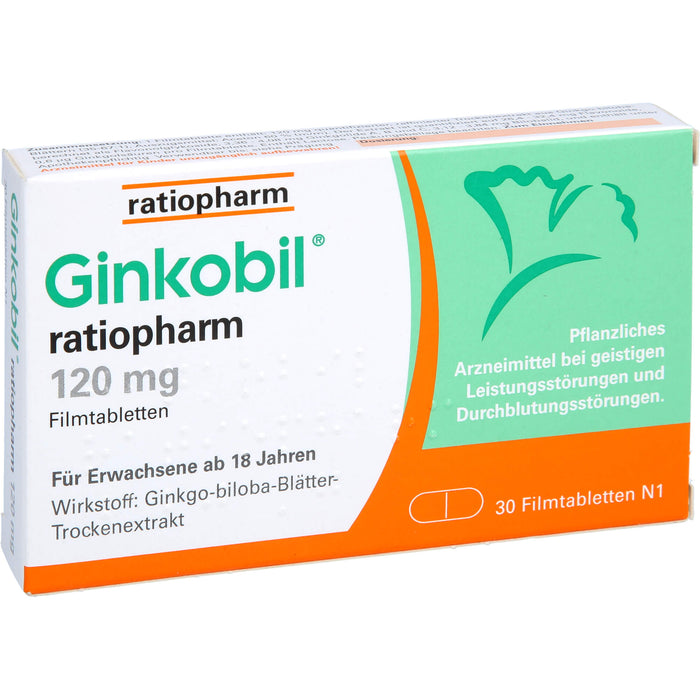 Ginkobil ratiopharm 120 mg Filmtabletten, 30 pcs. Tablets