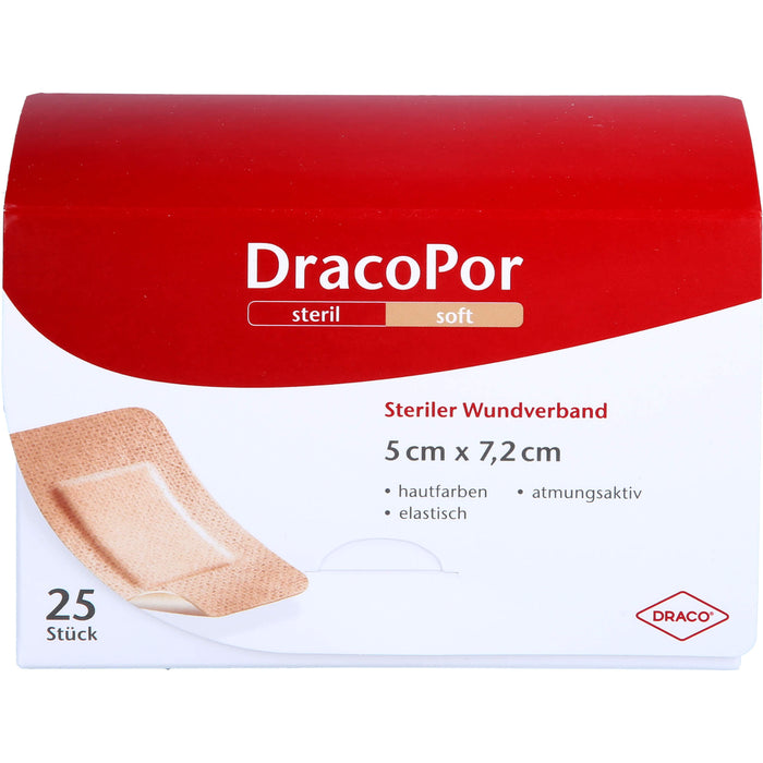DracoPor 7,2 cm x 5 cm hautfarben soft steriler Wundverband, 25 pc Pansements