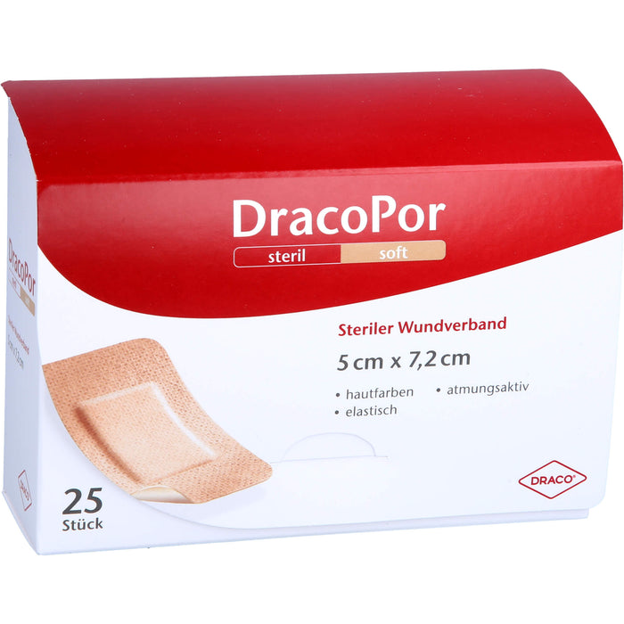 DracoPor 7,2 cm x 5 cm hautfarben soft steriler Wundverband, 25 pc Pansements