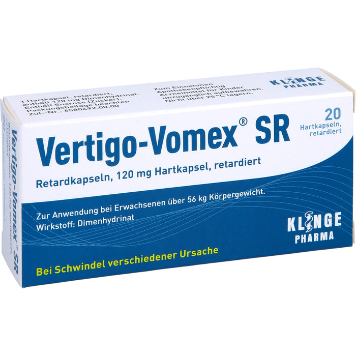 Vertigo-Vomex SR Retardkapseln bei Schwindel, 20 pcs. Capsules