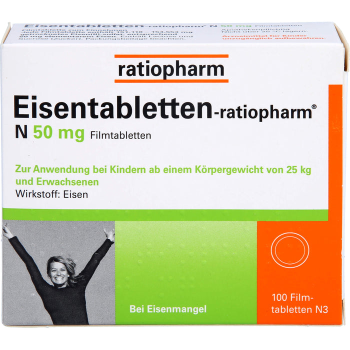 Eisentabletten-ratiopharm N 50 mg Filmtabletten, 100 pc Tablettes