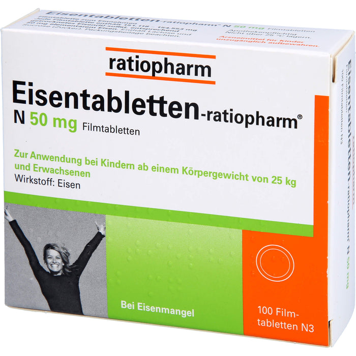 Eisentabletten-ratiopharm N 50 mg Filmtabletten, 100 pc Tablettes