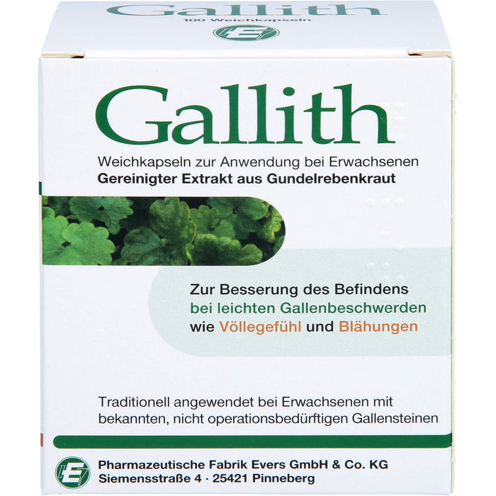 Gallith Weichkapseln zur Besserung des Befindens bei leichten Gallenbeschwerden, 100 pcs. Capsules