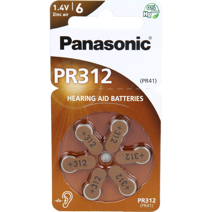 Batterie f. Hörgeräte Panasonic PR 312, 6 St