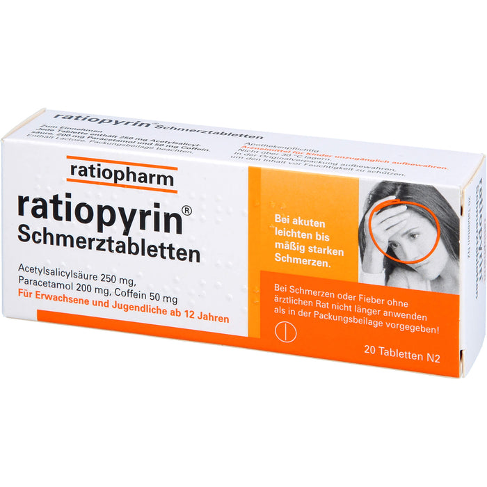 ratiopyrin Schmerztabletten, 20 pc Tablettes