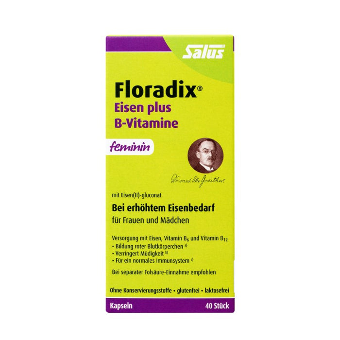 Floradix Eisen plus B-Vitamine feminin Kapseln, 40 pcs. Capsules