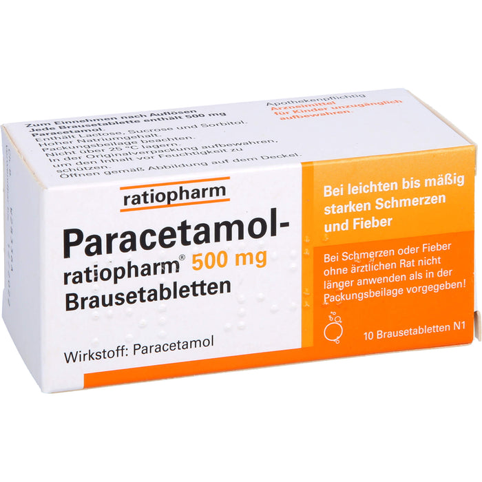 Paracetamol-ratiopharm 500 mg Brausetabletten, 10 pcs. Tablets