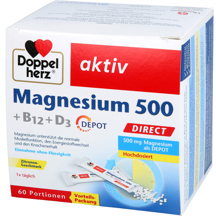 Doppelherz Magnesium 500 + B12 + D3 Depot direct, 60 St PEL