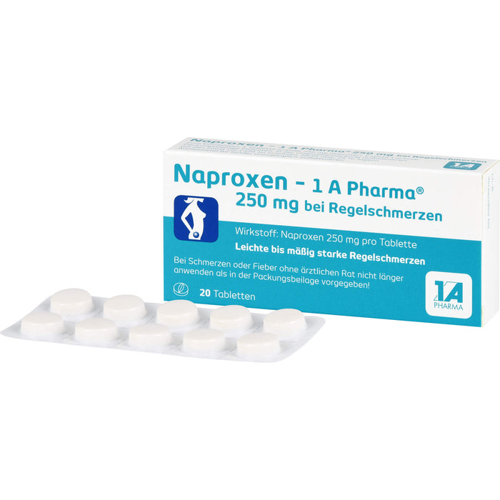 Naproxen - 1 A Pharma 250 mg Tabletten bei Regelbeschwerden, 20 pc Tablettes