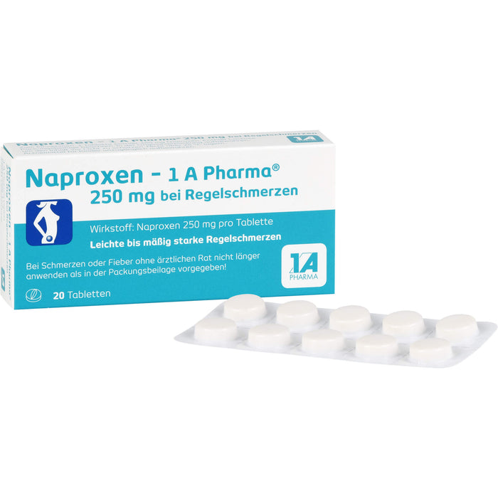 Naproxen - 1 A Pharma 250 mg Tabletten bei Regelbeschwerden, 20 pc Tablettes