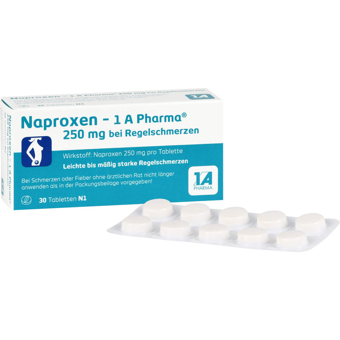 Naproxen - 1 A Pharma 250 mg Tabletten bei Regelschmerzen, 30 pcs. Tablets