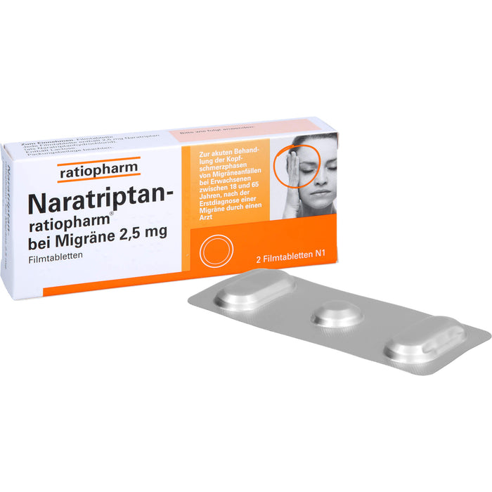 Naratriptan-ratiopharm bei Migräne 2,5 mg Filmtabletten, 2 pc Tablettes