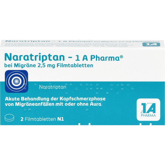 Naratriptan - 1 A Pharma bei Migräne 2,5 mg Filmtabletten, 2 pc Tablettes