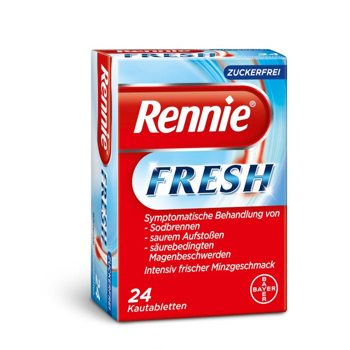 Rennie Fresh zuckerfrei Kautabletten bei Sodbrennen, 24 pc Tablettes