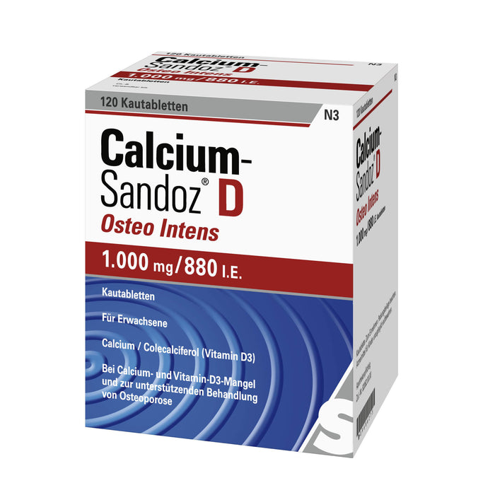 Calcium-Sandoz D Osteo Intens 1000 mg/880 I.E. Kautabletten, 120 pc Tablettes