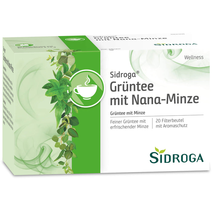 Sidroga Wellness-Tee Grüntee mit Nana-Minze, 20 pc Sac filtrant