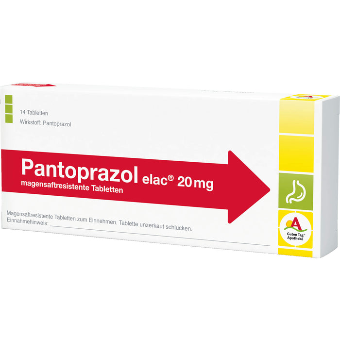 Pantoprazol elac 20 mg Tabletten bei Sodbrennen, 14 pcs. Tablets