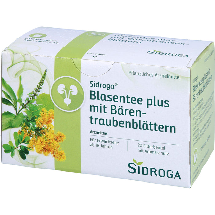 Sidroga Blasentee plus mit Bärentraubenblättern, 20 pc Sac filtrant