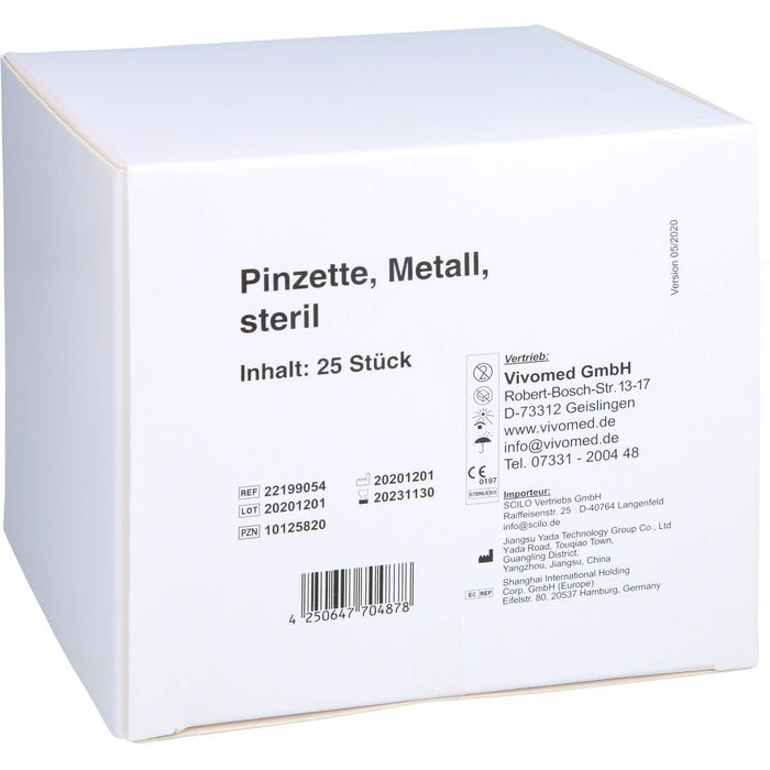 vivomed Pinzette Metall 9 cm spitz steril, 25 pc Pince à épiler