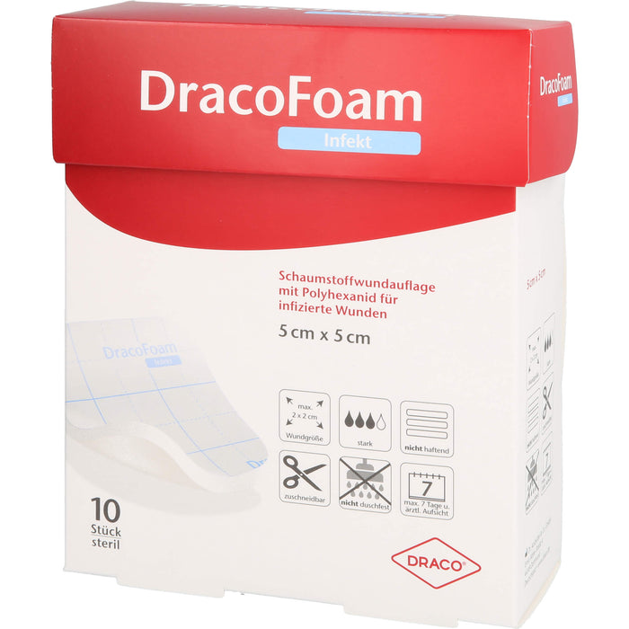 DracoFoam Infekt Schaumstoffverband für infizierte Wunden, 10 St VER