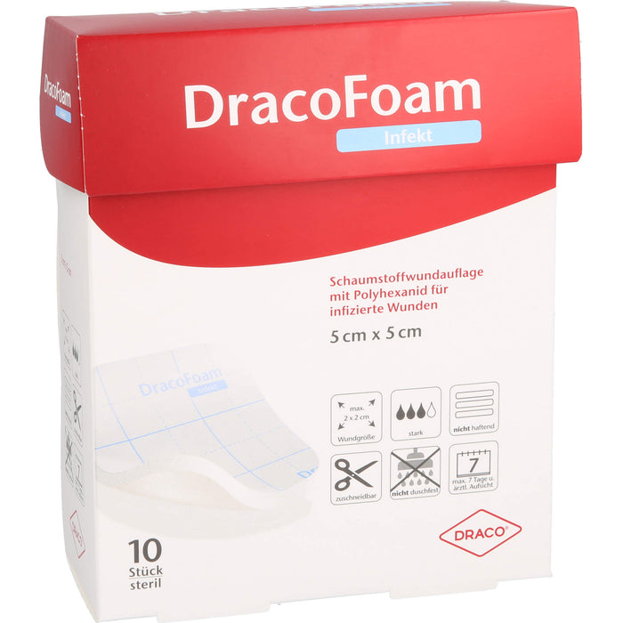 DracoFoam Infekt Schaumstoffverband für infizierte Wunden, 10 St VER