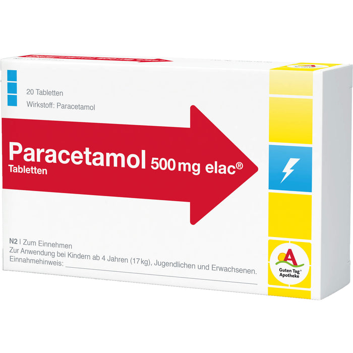 Paracetamol 500 mg elac Tabletten, 20 pcs. Tablets