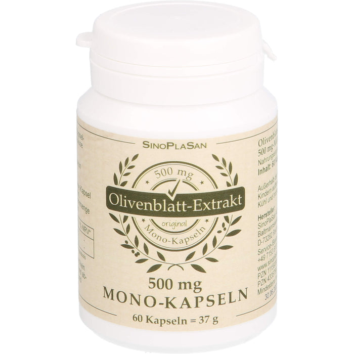 SinoPlaSan Olivenblattextrakt 500 mg Mono-Kapseln, 60 pcs. Capsules