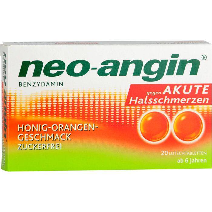 neo-angin Benzydamin Honig-Orangen-Geschmack Lutschtabletten, 20 pcs. Tablets