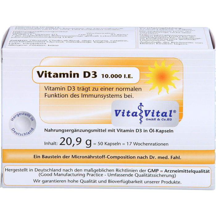 Vita Vital Vitamin D3 10,000 i.E. Kapseln, 50 pcs. Capsules