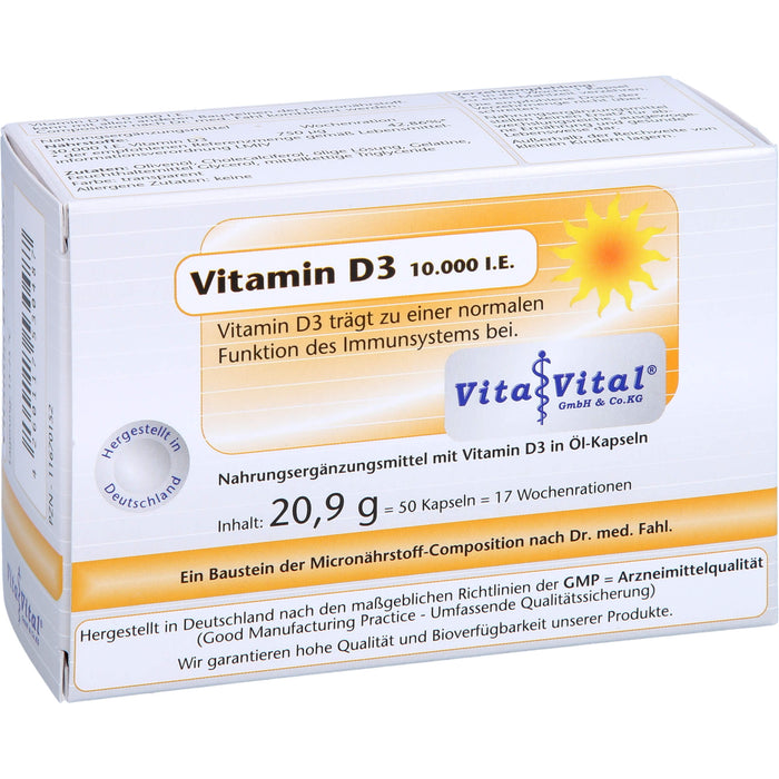 Vita Vital Vitamin D3 10,000 i.E. Kapseln, 50 pcs. Capsules