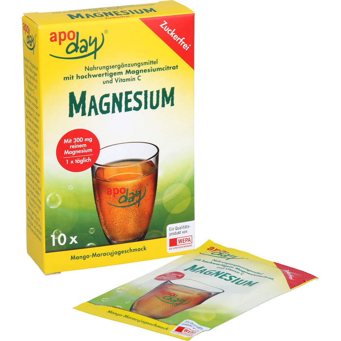 Apoday Magnesium Pulver mit Mango-Maracujageschmack zuckerfrei, 4.5 g Pulver