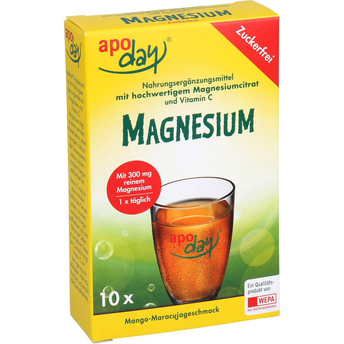 Apoday Magnesium Pulver mit Mango-Maracujageschmack zuckerfrei, 4.5 g Poudre