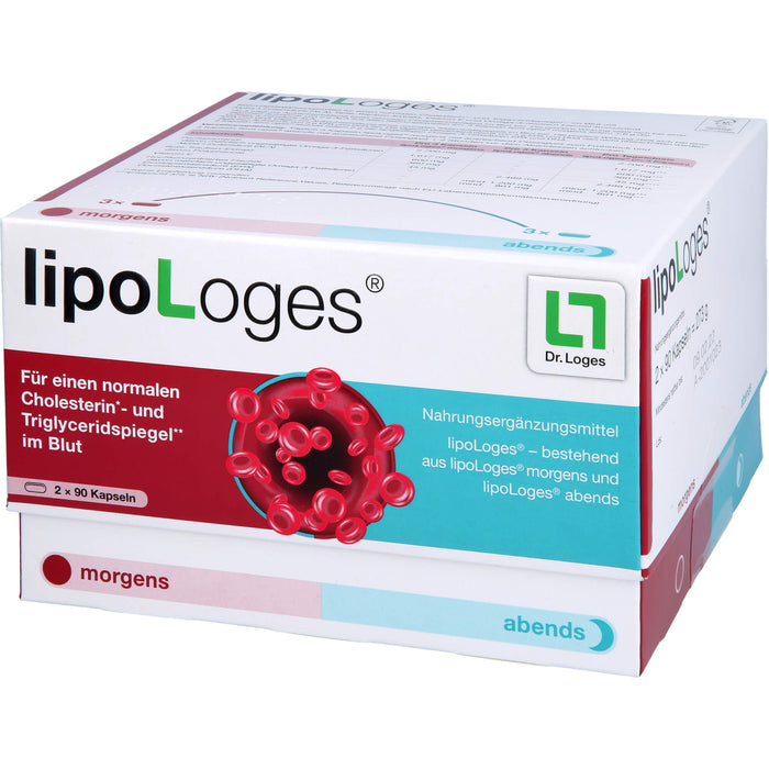 lipoLoges Kapseln zur Unterstützung eines normalen Cholesterin- und Triglyceridspiegel im Blut, 180 St. Kapseln
