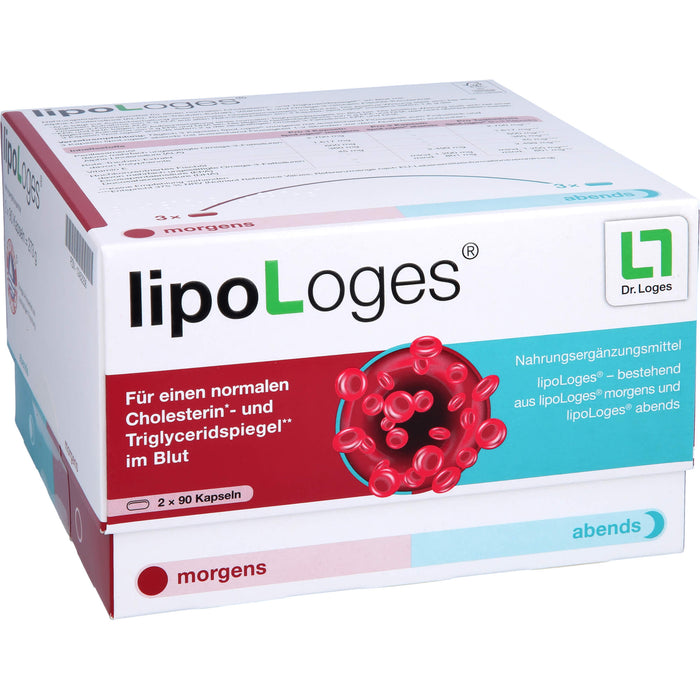 lipoLoges Kapseln zur Unterstützung eines normalen Cholesterin- und Triglyceridspiegel im Blut, 180 St. Kapseln