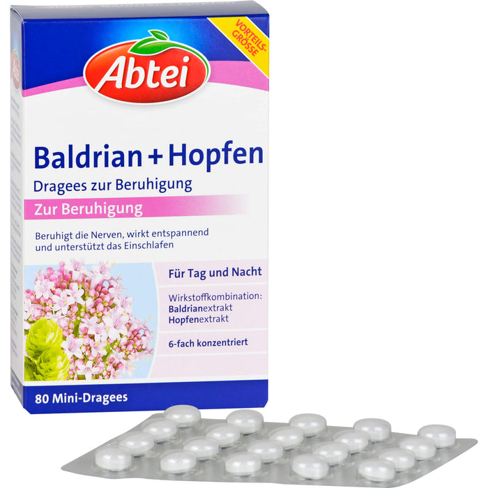 Abtei Baldrian + Hopfen Dragees, 80 pc Tablettes