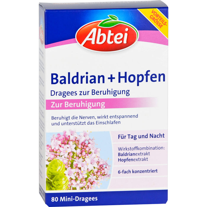 Abtei Baldrian + Hopfen Dragees, 80 pc Tablettes