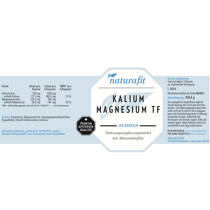 naturafit Kalium Magnesium TF Kapseln, 150 pcs. Capsules
