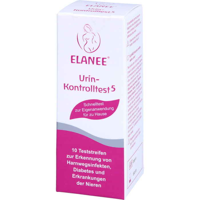 ELANEE Urin-Kontrolltest 5 zur Erkennung von Harnwegsinfektionen, Dabietes und Erkrankungen der Nieren, 10 St. Teststreifen