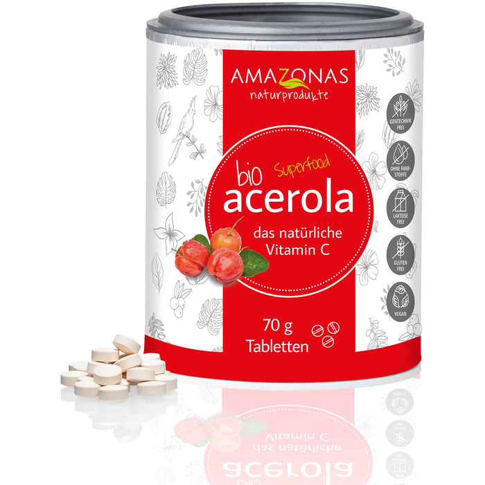 AMAZONAS bio Acerola Lutschtabletten mit natürlichem Vitamin C, 70 g Tablets