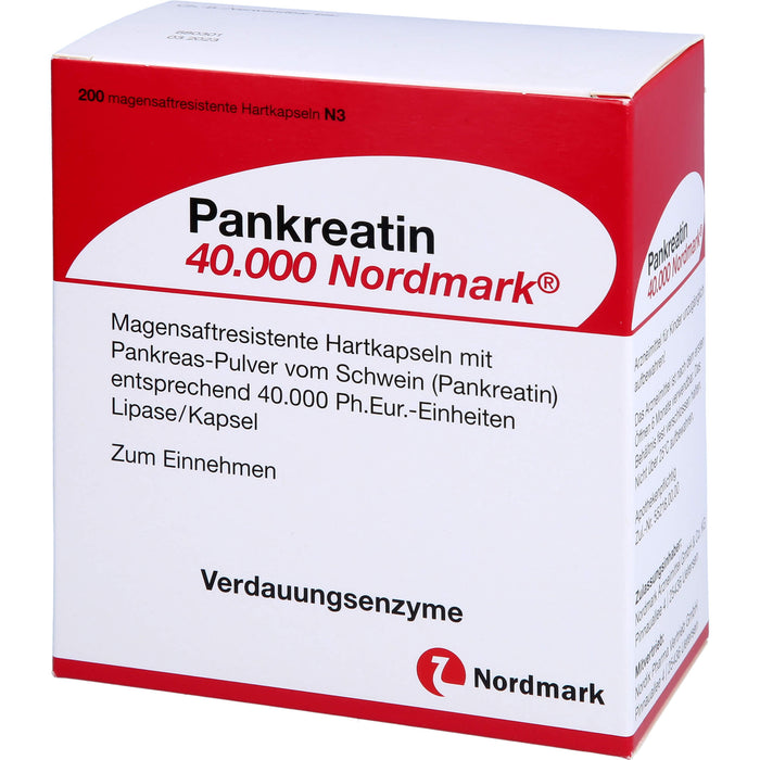 Pankreatin 40.000 Nordmark Hartkapseln Verdauungsenzyme, 200 pc Capsules