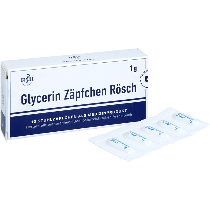 Glycerin Zäpfchen Rösch 1 g gegen Verstopfung, 10 pc Suppositoires
