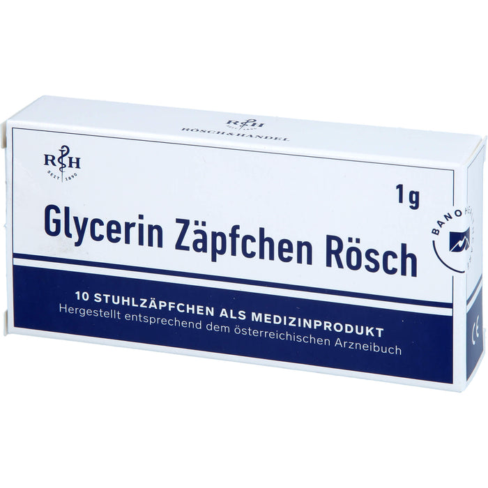 Glycerin Zäpfchen Rösch 1 g gegen Verstopfung, 10 pc Suppositoires