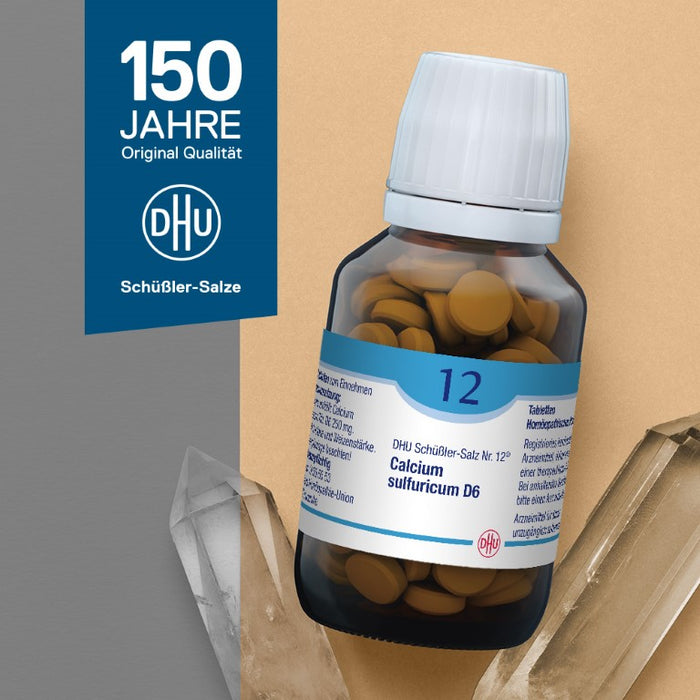 DHU Schüßler-Salz Nr. 12 Calcium sulfuricum D6 – Das Mineralsalz der Gelenke – das Original – umweltfreundlich im Arzneiglas, 900 St. Tabletten