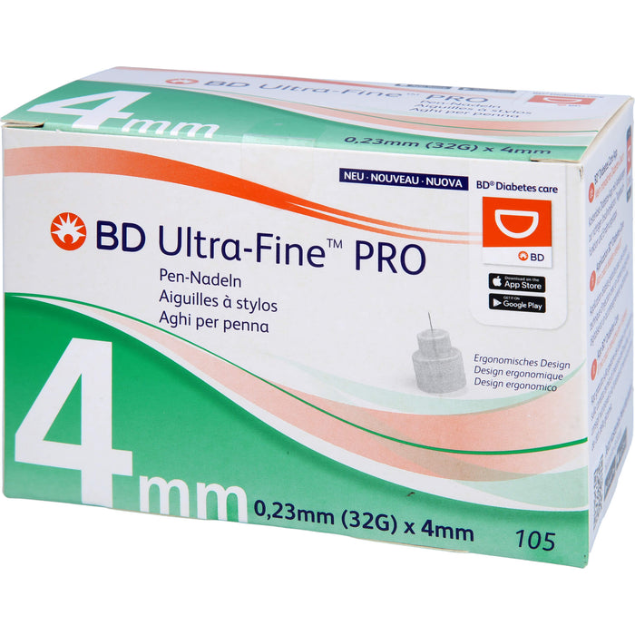 BD Ultra-Fine Pro 4 mm 32 G Pen-Nadeln, 105 pc Aiguilles